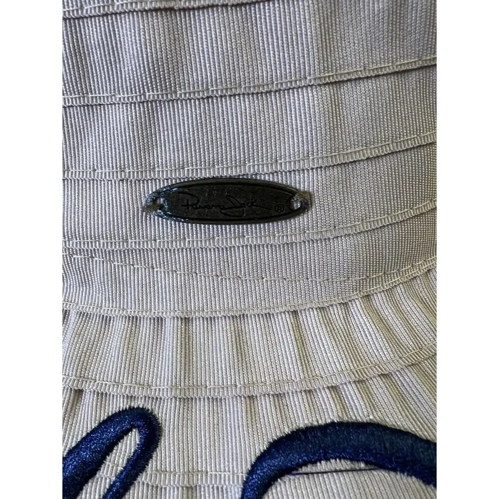 Panama Jack Wide Floppy Brim Straw Polyester Sun Hat Beige‎ White Beach Pool